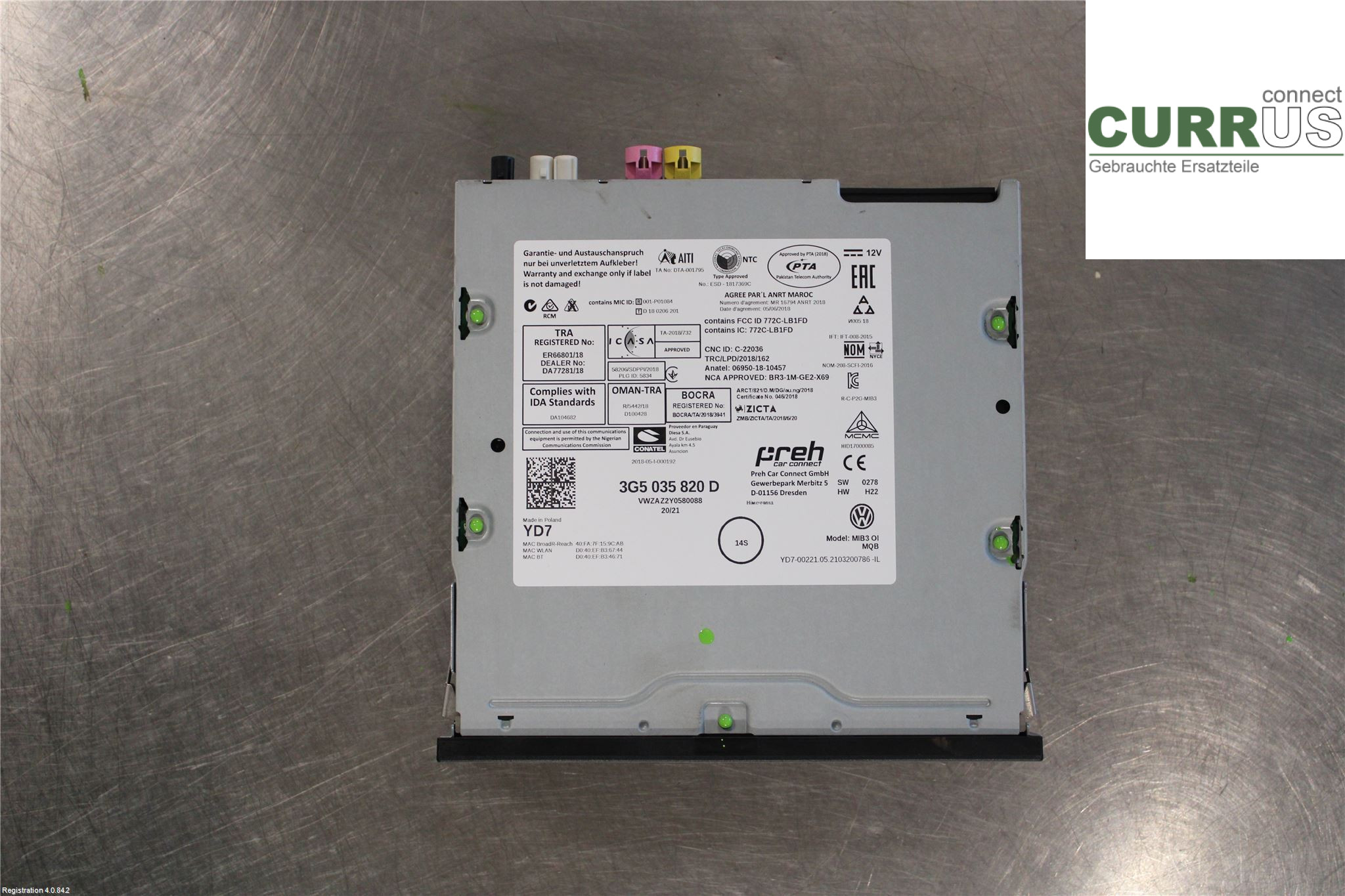 VW T-ROC  18- Radio CD / Multimedia panel 3G5 035 820 D  1.5L DPCA