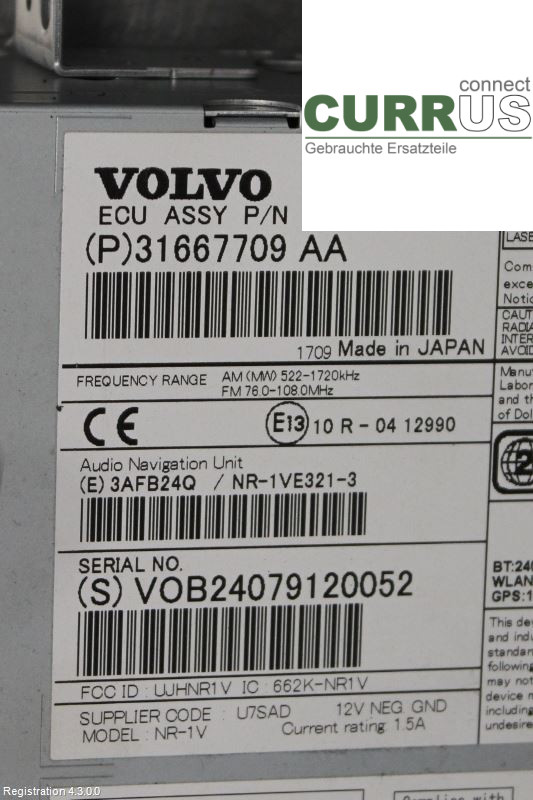 VOLVO V60  14-18 Radio-CD-/Multimedia-Panel 36003253 D4204T14