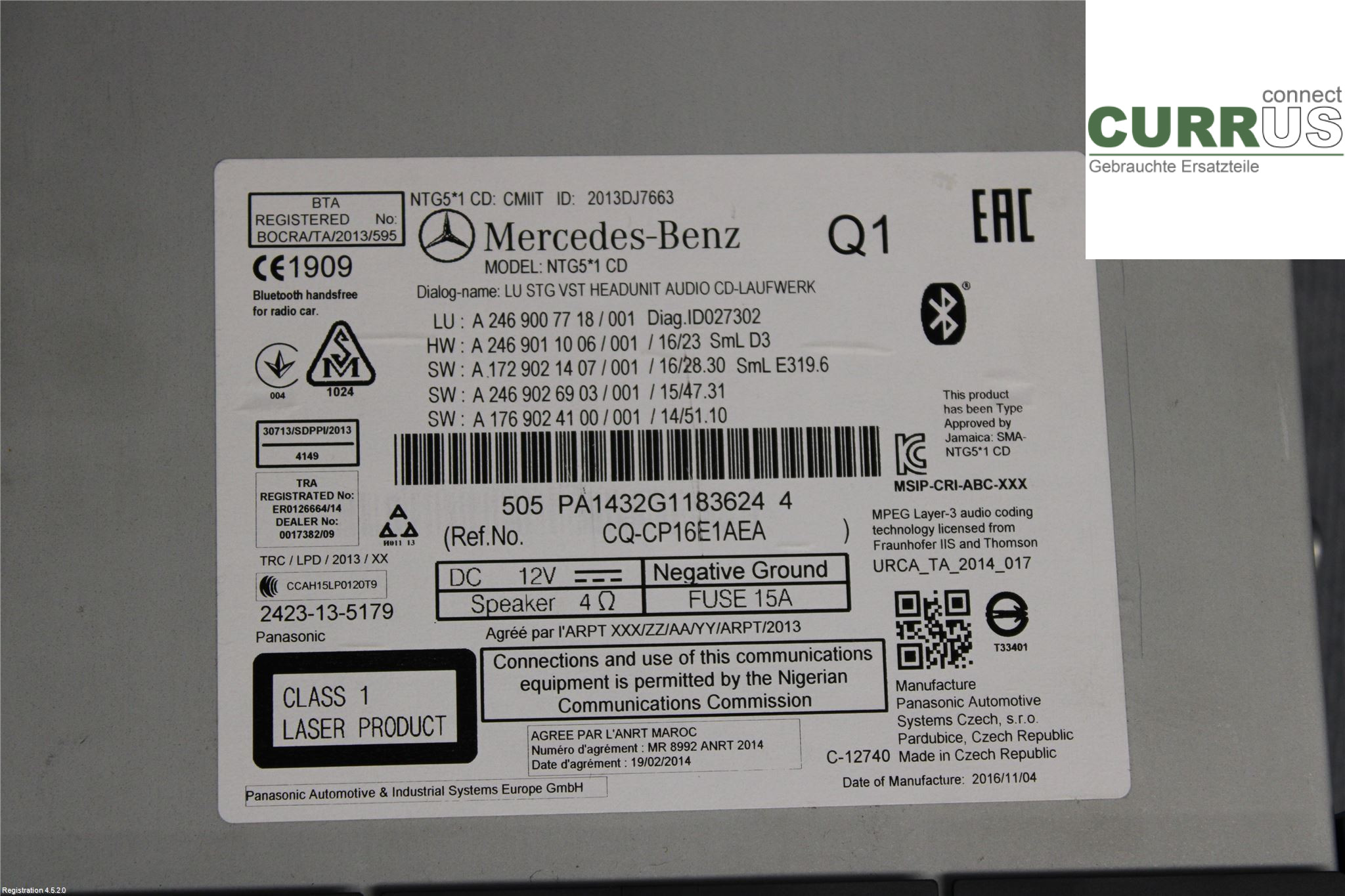 MB CLA-CLASS (C117/X117)  13-19 Radio CD /Multimediapanel A2469001021 M270.910
