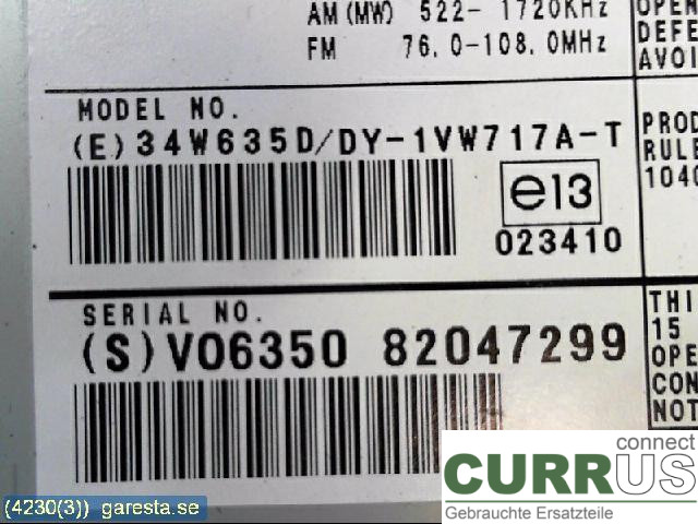 VOLVO V50      08-12 Radio-CD-/Multimedia-Panel 31260527 2,0D, D4204T, 1
