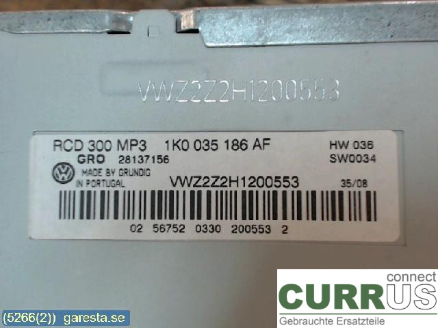 VW CADDY      04-10 Radio CD / Multimedia panel 1K0035186AF 2.0 TDI 103KW