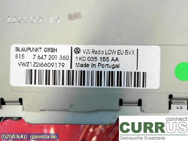 VW GOLF VI     09-13 Radio CD / panneau multimédia 1K0035186AA 1,8 TSI CDAA 11