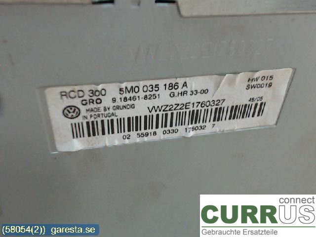 VW GOLF PLUS/CROSS GOLF 04-14 Radio CD /Multimediapanel 5M0035186A 1,6 75KW BSE