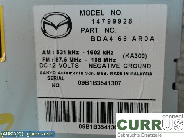 MAZDA 3 II   09-13 Radio CD /Multimediapanel  1,6, Z6, 77KW