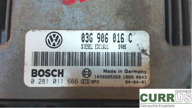 VW CADDY      04-10 Motorstyringsenhed Diesel (ECU)  BJB 1,9TDI