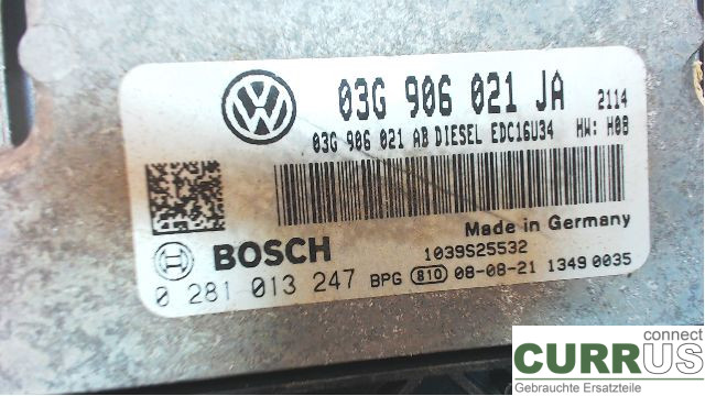 VW CADDY      04-10 Motorstyringsenhed Diesel (ECU)  2.0 TDI 103KW