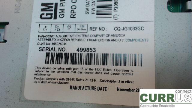OPEL INSIGNIA  09-16 Radio CD / Multimedia panel  A20DTH 2,0CDTI