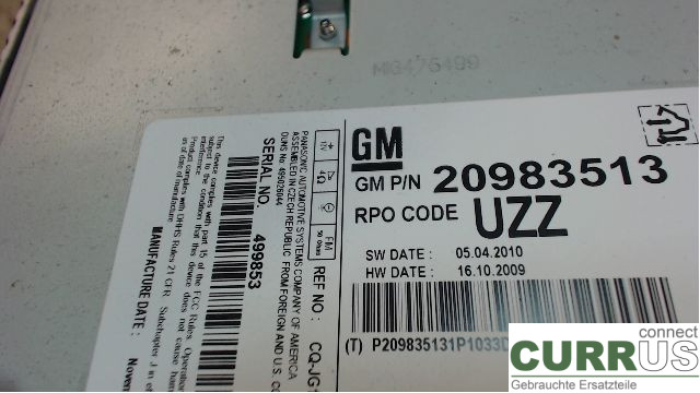 OPEL INSIGNIA  09-16 Radio CD / Multimedia panel  A20DTH 2,0CDTI
