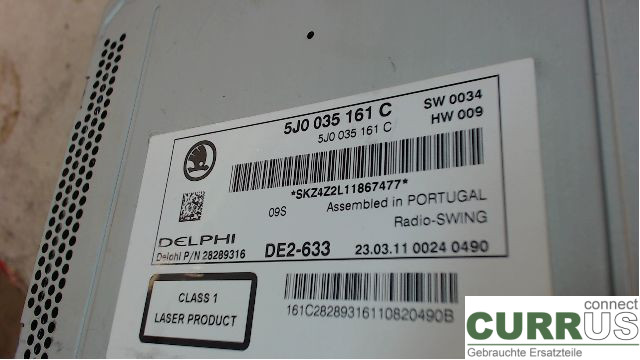 SKODA FABIA         07-14 Radio CD / Multimedia panel  CBZA 1,2