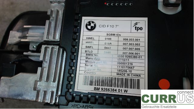 BMW F10/F11/F18  09-17 Control display 9266384-01 N47-D20C 2,0