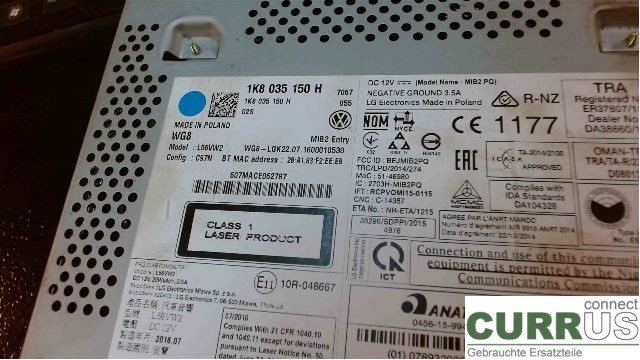 VW CADDY  16-20 Radio-CD-/Multimedia-Panel  2,0TDI DFSF