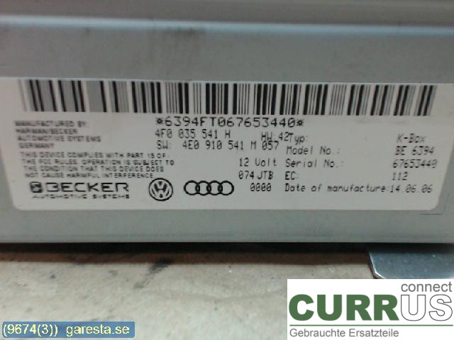 AUDI ALLROAD 06-11 Radio-CD-/Multimedia-Panel 4F0035541H 3,0TDI 171KW AS