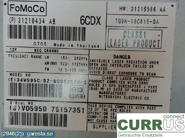 VOLVO S80      07- 13 Radio CD / Multimedia panel 31210434 4,4 B8444S  232