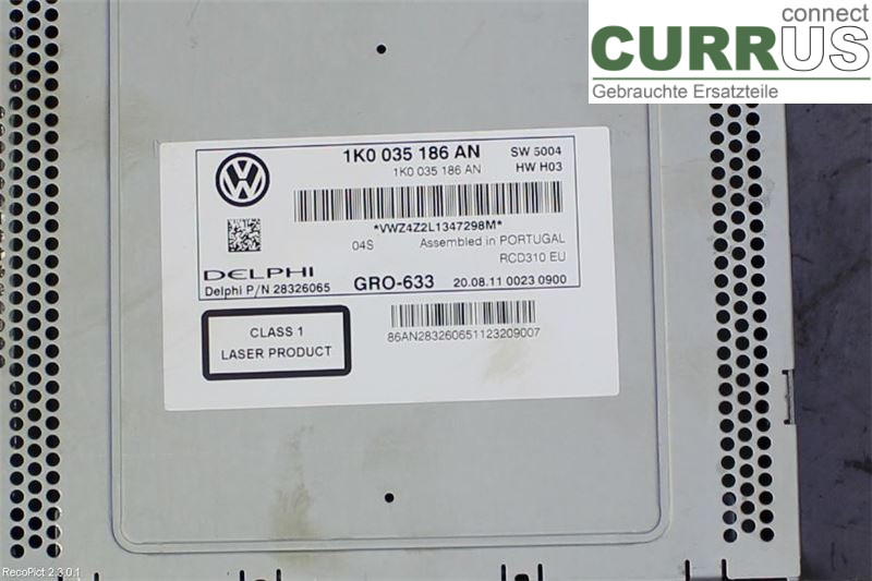 VW GOLF VI     09-13 Radio CD / multimediepanel 1K0035186AN CAYC