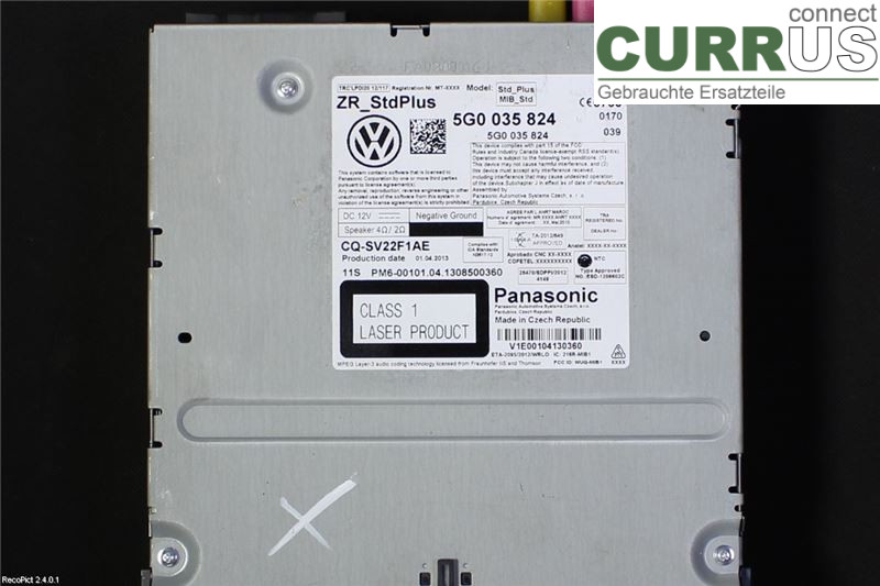 VW GOLF / E-GOLF VII   13-20 Radio CD / Multimedia panel 5G0035824A CLHA