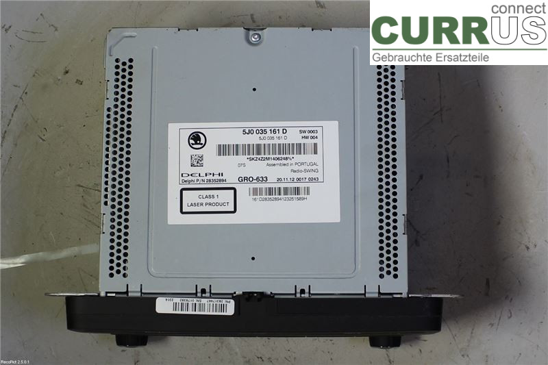 SKODA FABIA         07-14 Radio CD /Multimediapanel 5J0035161D CAYB