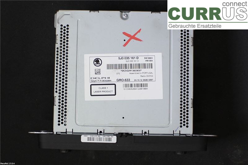 SKODA FABIA         07-14 Radio CD /Multimediapanel 5J0035161D CBZA