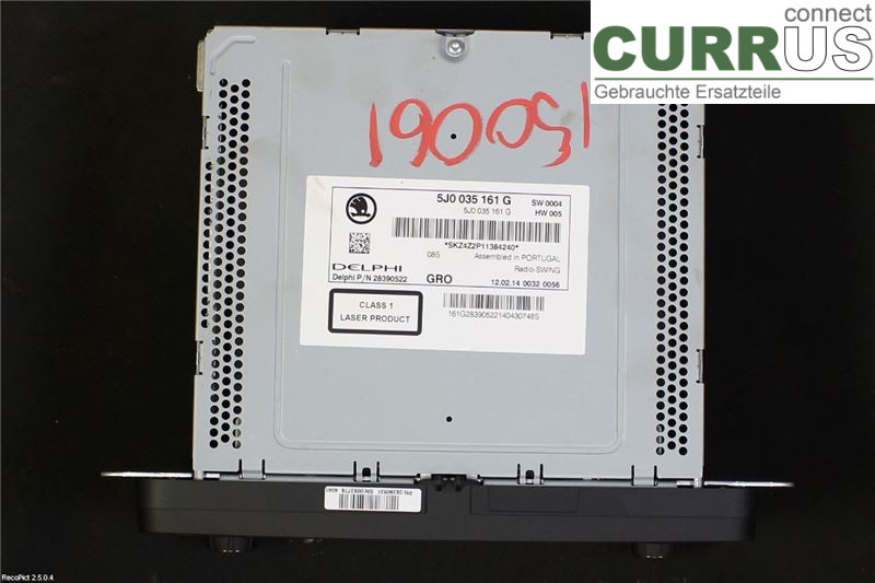 SKODA FABIA         07-14 Radio CD /Multimediapanel 5J0035161G CBZA
