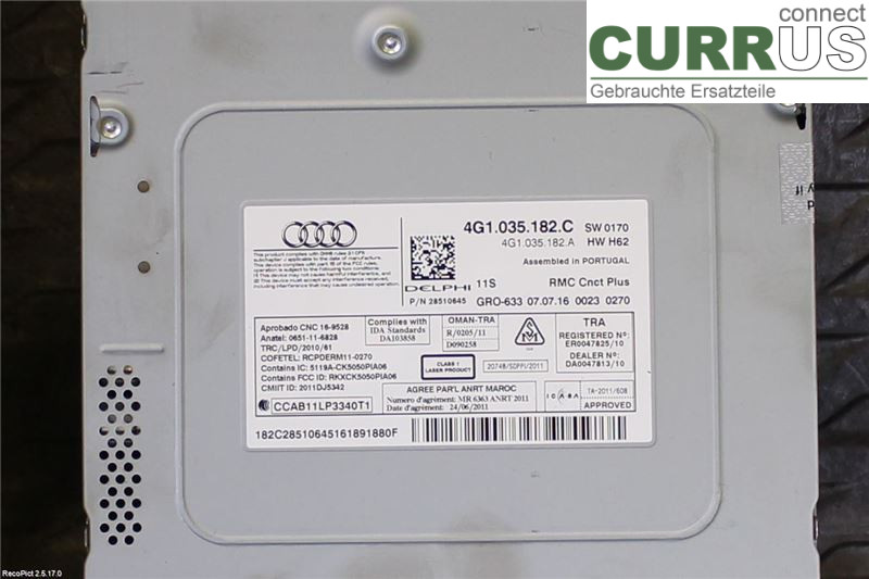 AUDI A6/S6 4G   11-18 Radio-CD-/Multimedia-Panel 4G1035182C DDDA