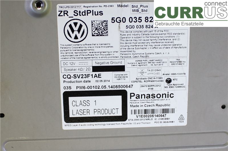 VW GOLF SPORTSVAN 15-20 Radio CD / Multimedia panel 5G0035824AX CZCA