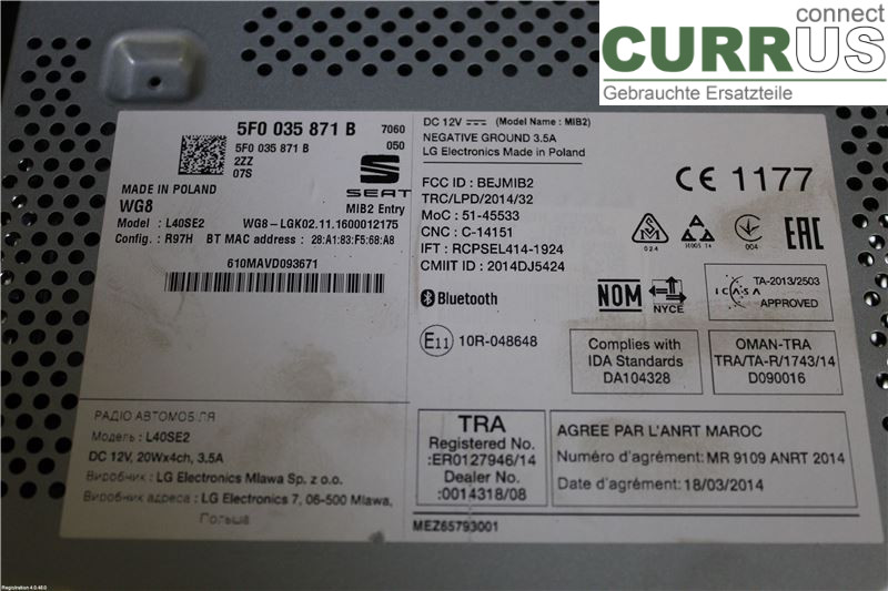 SEAT LEON   13-20 Radio-CD-/Multimedia-Panel 5F0035871B 8HR