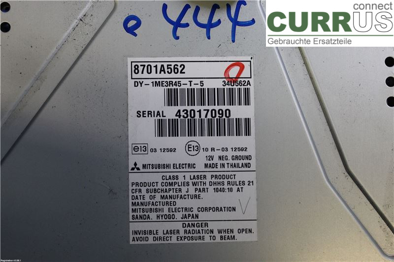 MITSUBISHI ASX 10-22 Radio CD / Multimedia panel 8701A562 4A92