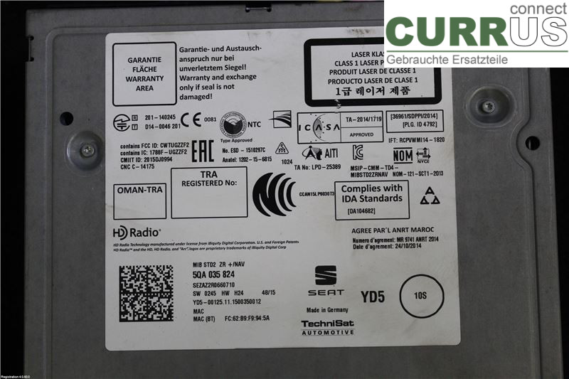 SEAT LEON   13-20 Radio CD / Multimedia panel   5QA 035 824   	 CYVB