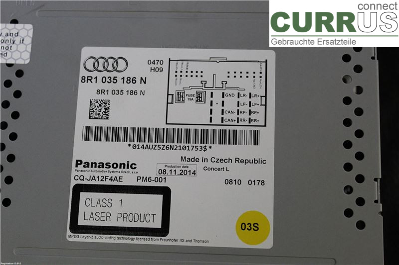 AUDI A4  12-15 Radio CD / Multimedia panel 8R1035186N CSUA