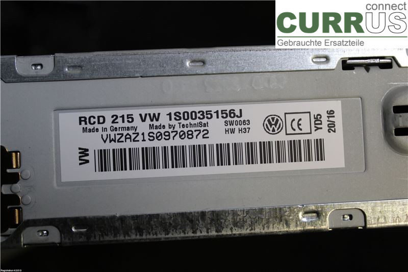 VW UP! / E-UP! Radio CD / panneau multimédia 1S0035156J CHYB