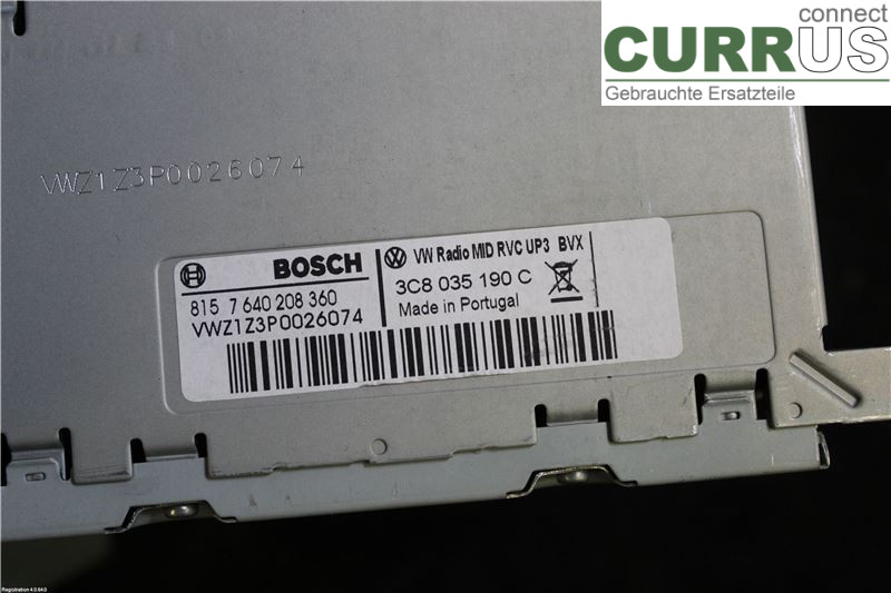 VW PASSAT  11-14 Radio CD / panneau multimédia 3C8 057 190 CX	 CFFB