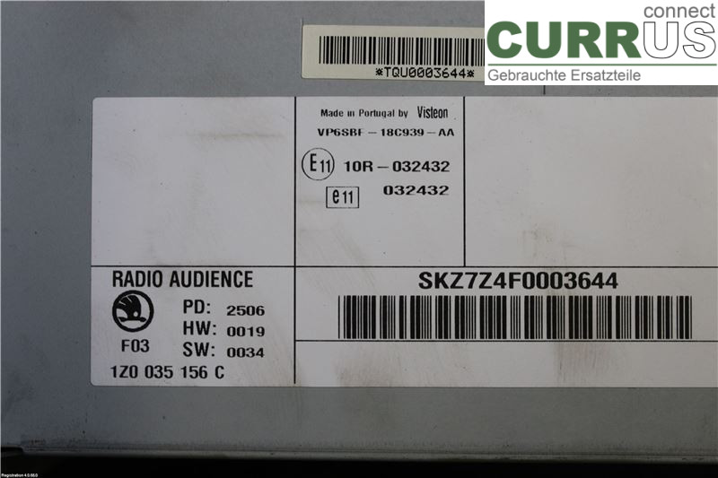 SKODA OCTAVIA    05-13 Radio-CD-/Multimedia-Panel 1Z0035156C BMM