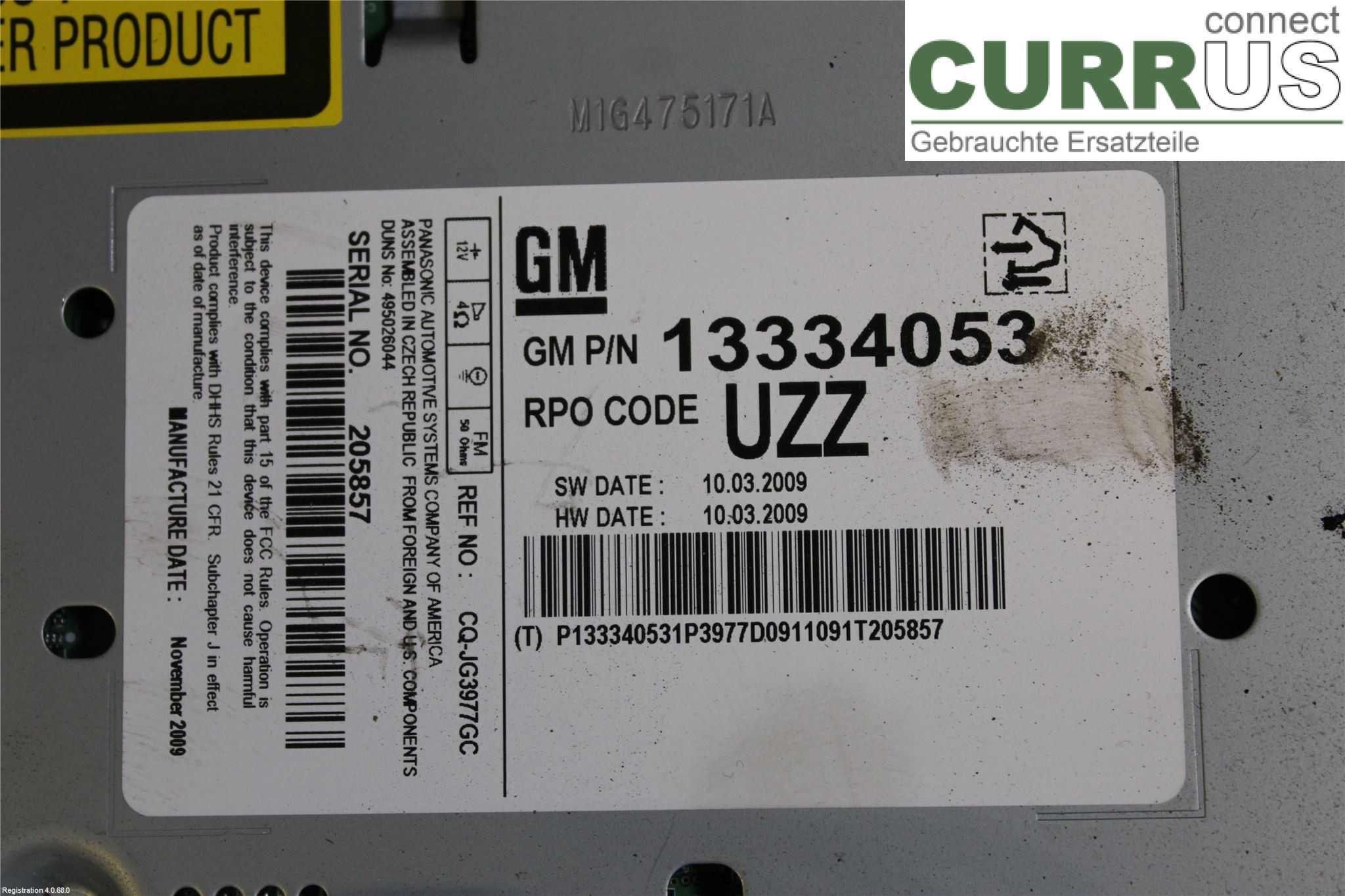 OPEL ASTRA  J    10-15 Radio CD / Multimedia panel 22776285 A16XER