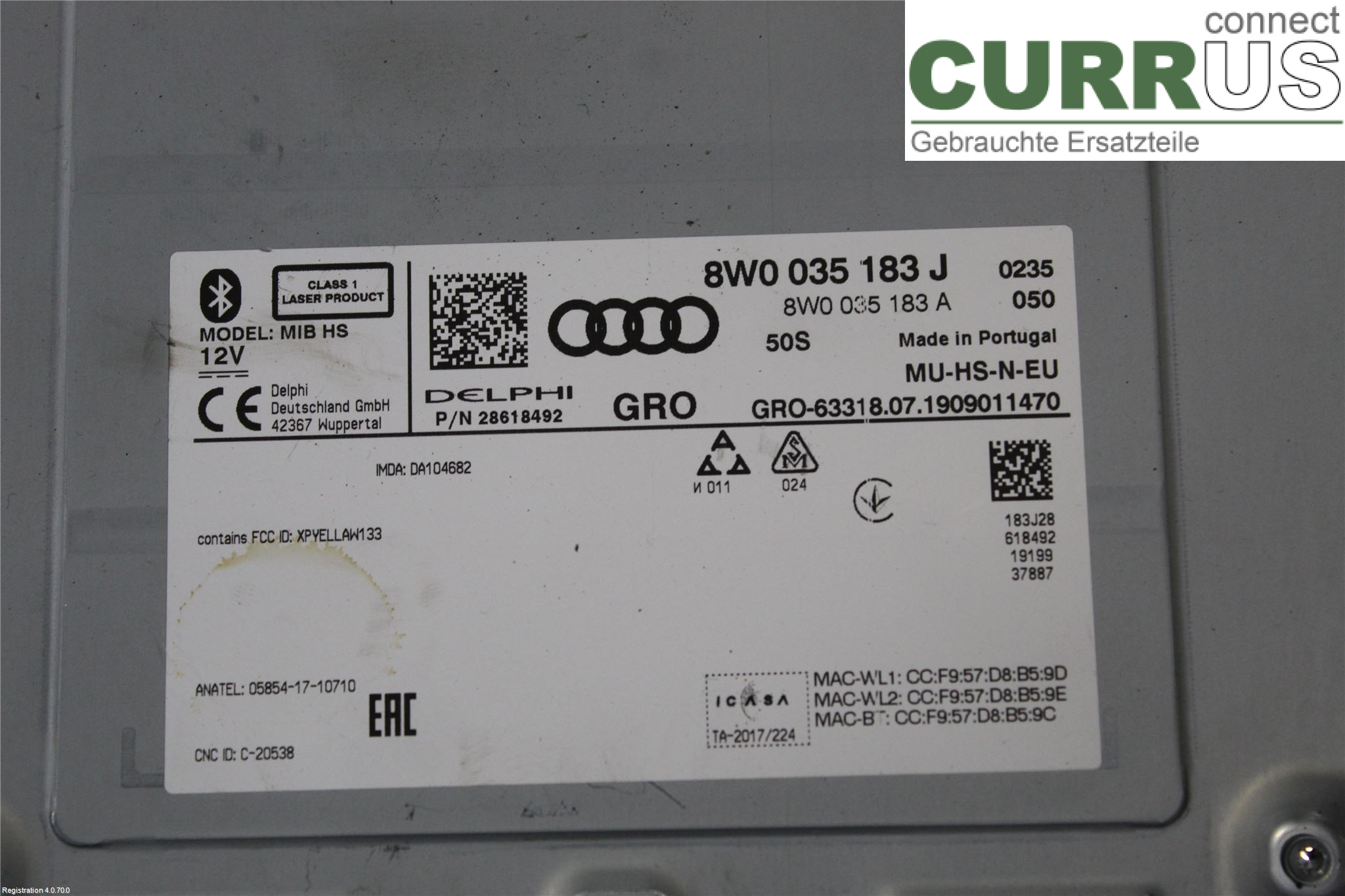 AUDI A5  17- Radio CD / Multimedia panel 8W0035183J DKNA