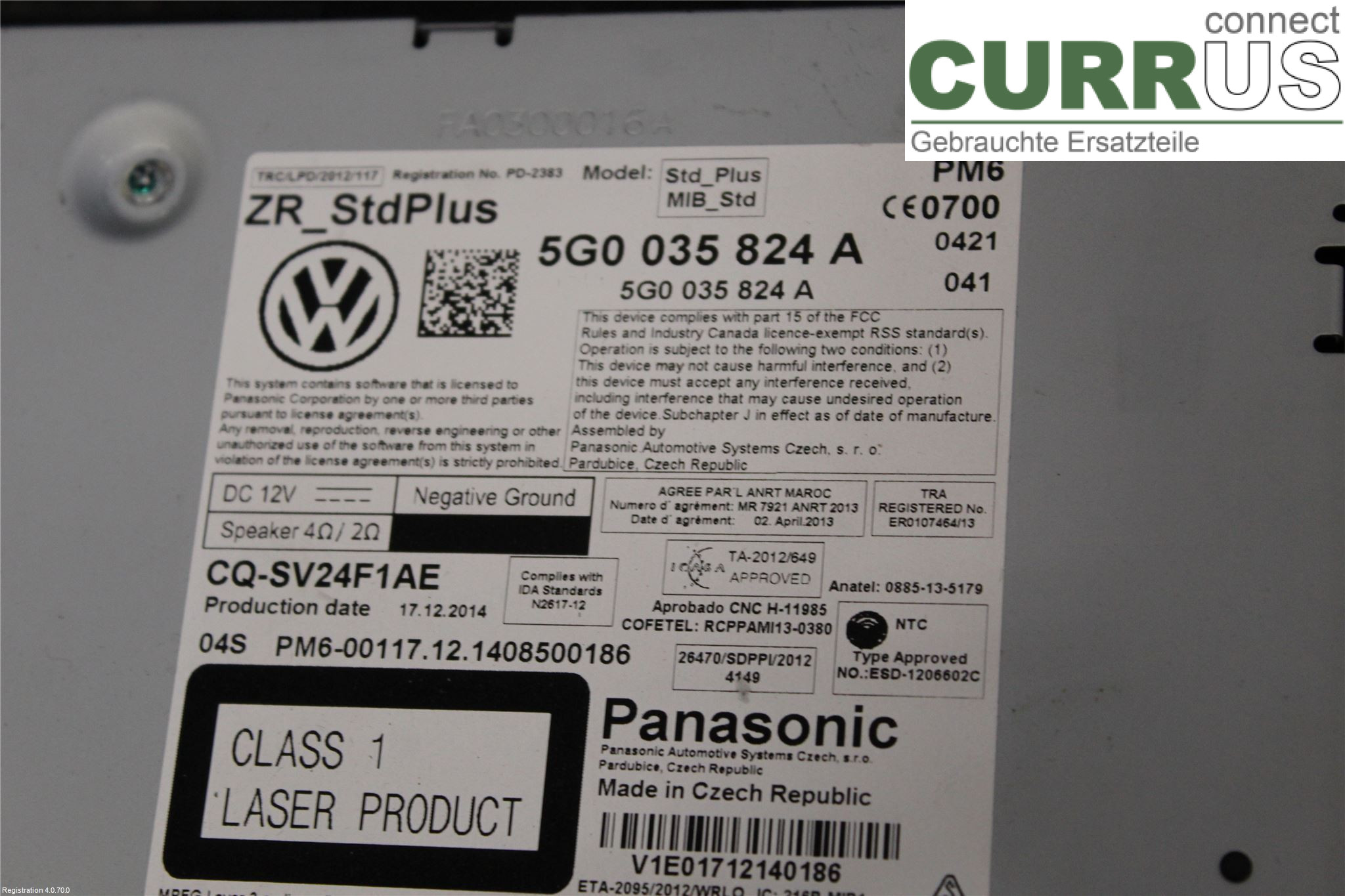 VW GOLF / E-GOLF VII   13-20 Radio-CD-/Multimedia-Panel 5G0035824AX CJZA