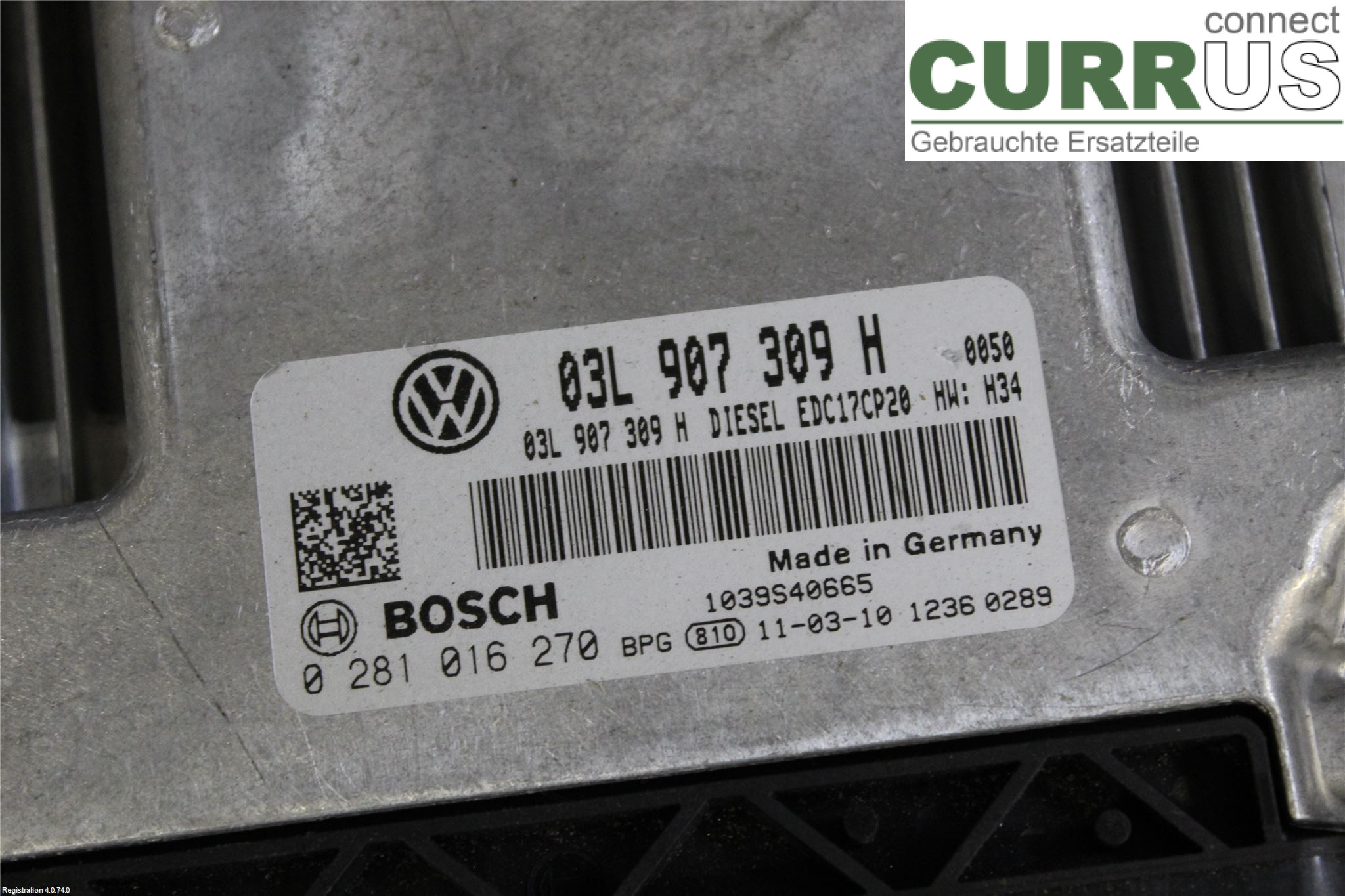 VW TRANSP/CARAVELLE 04-15 Engine Control Unit Diesel (ECU) 03L 906 022 JB CFCA