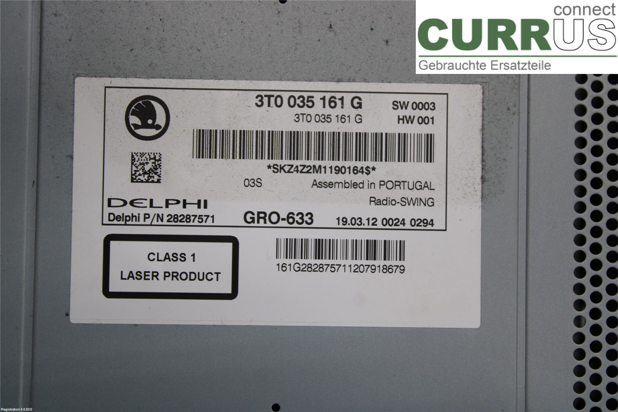 SKODA SUPERB      09-15 Radio CD / Multimedia panel 3T0035161G CFFB