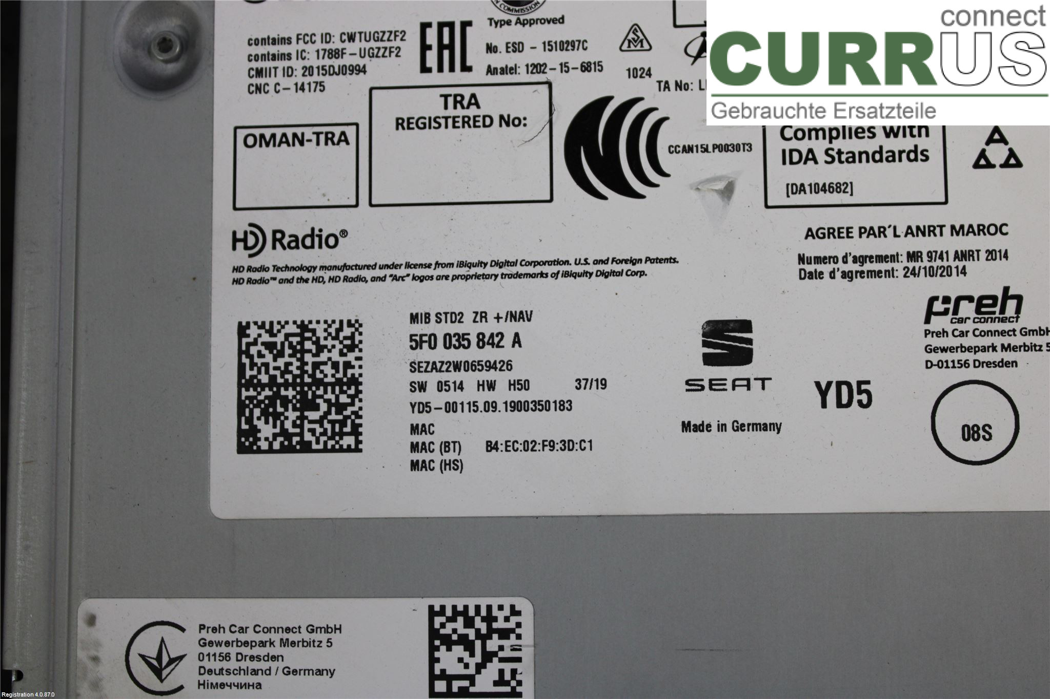 SEAT LEON   13-20 Radio CD / Multimedia panel 5F0 035 842 A DPBA
