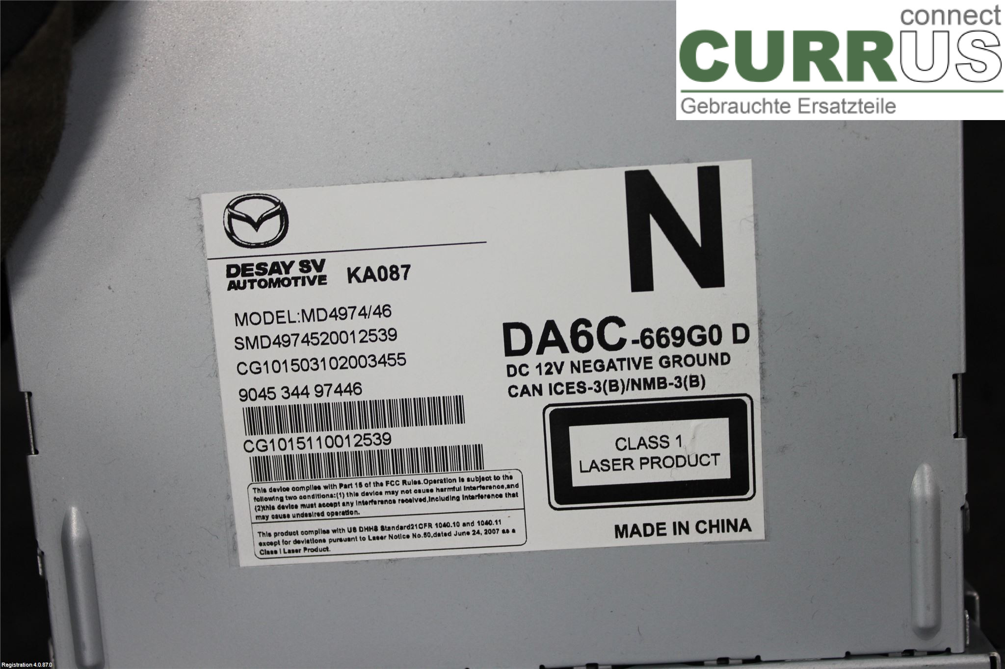 MAZDA CX-3 Radio CD /Multimediapanel DA6C-66-9G0D PE-VPS