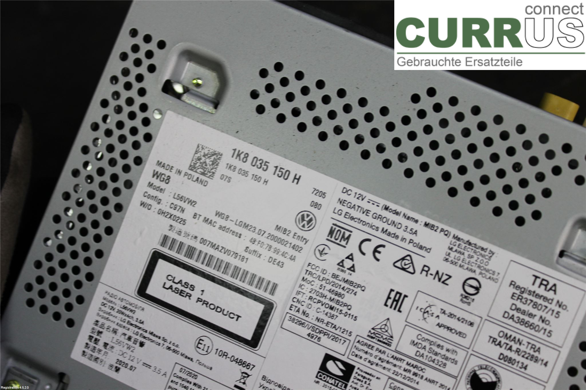 VW CADDY  16-20 Radio CD / Multimedia panel 1K8035150H CPWA