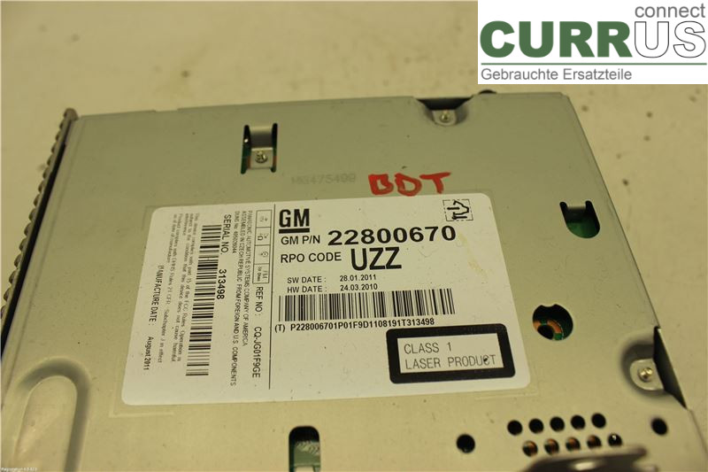OPEL ASTRA  J    10-15 Radio CD / Multimedia panel 22836293 A17DTR