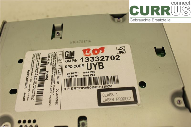 OPEL INSIGNIA  09-16 Radio CD / panneau multimédia 13332702 A16LET