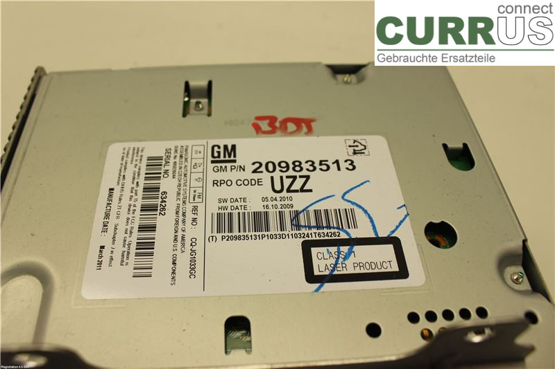 OPEL ASTRA  J    10-15 Radio-CD-/Multimedia-Panel 22776285 A17DTR