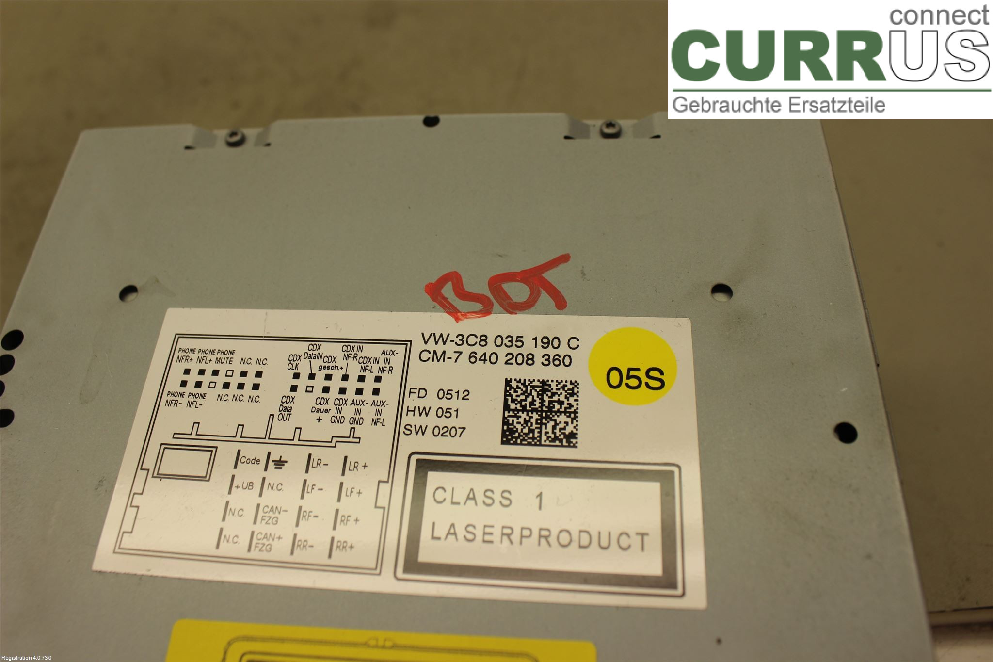 VW PASSAT  11-14 Radio CD / multimediepanel 3C8057190CX CFGB