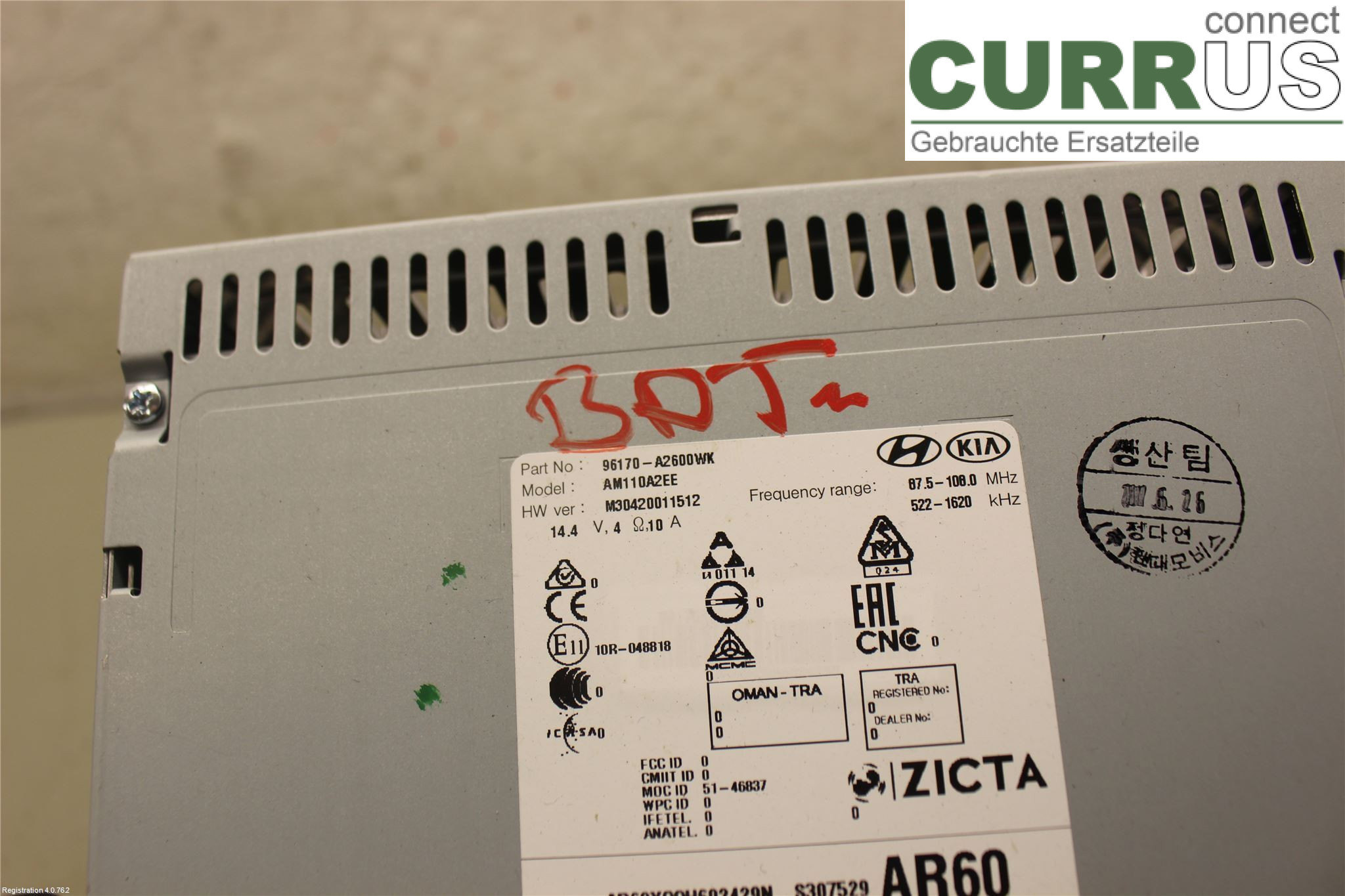 KIA CEED  12-18 Radio CD / Multimedia panel 96170A2600WK D4FB