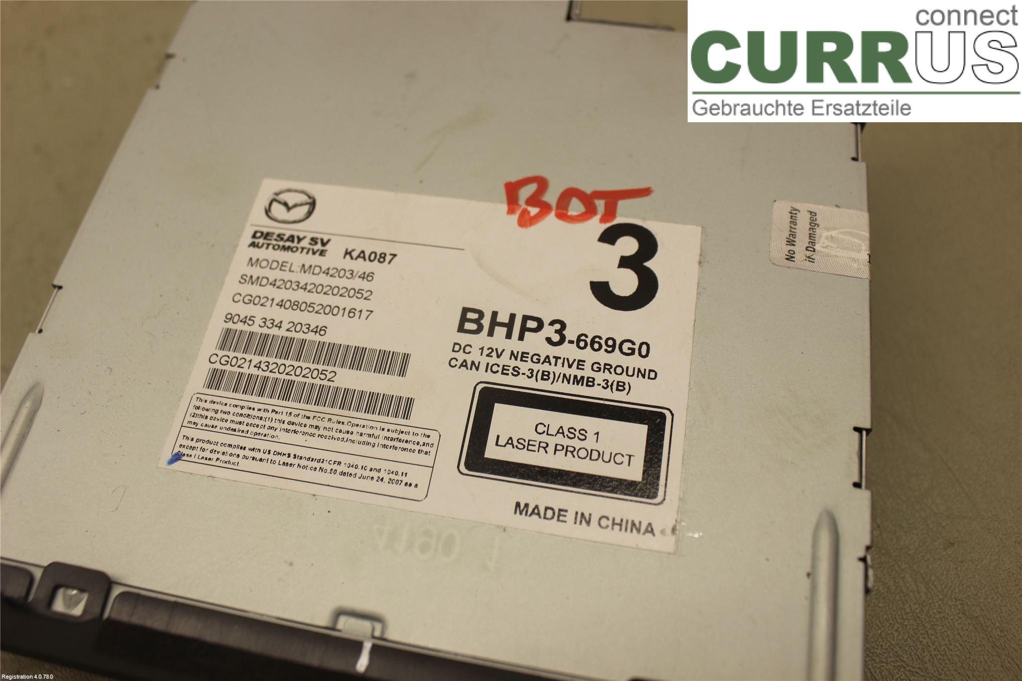 MAZDA 3 III   14-19 Radio CD /Multimediapanel BHP3669G0 PE-VPS