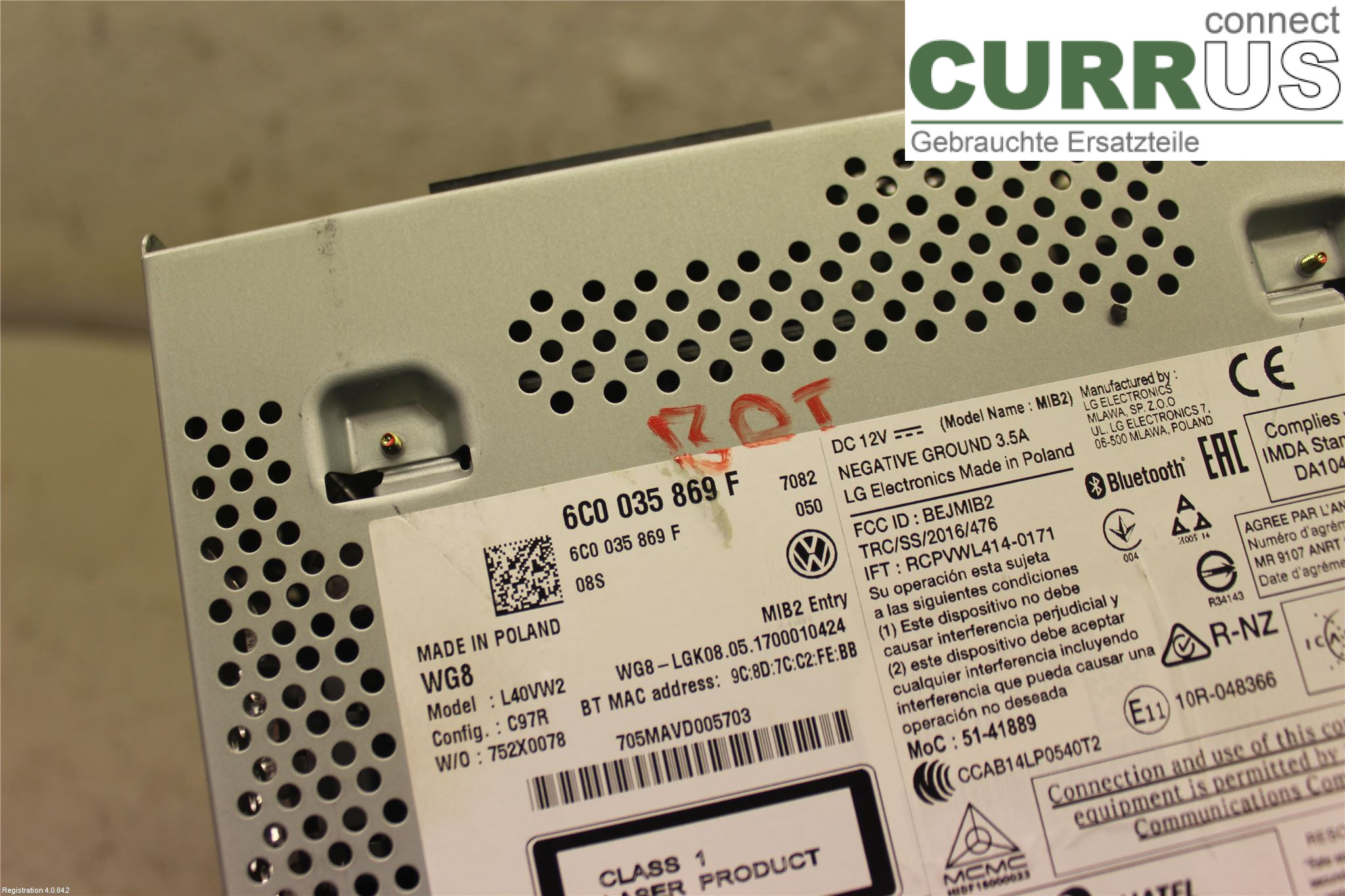 VW POLO       10-17 Radio-CD-/Multimedia-Panel 6C0035869F CJZC