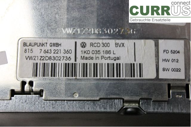 VW CADDY      04-10 Radio CD / Multimedia panel 1K0035186L 1,9TDI/BJB