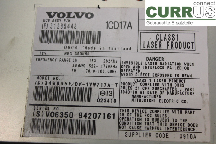 VOLVO V50      08-12 Radio CD / Multimedia panel 31328059 1,6D/D4164T