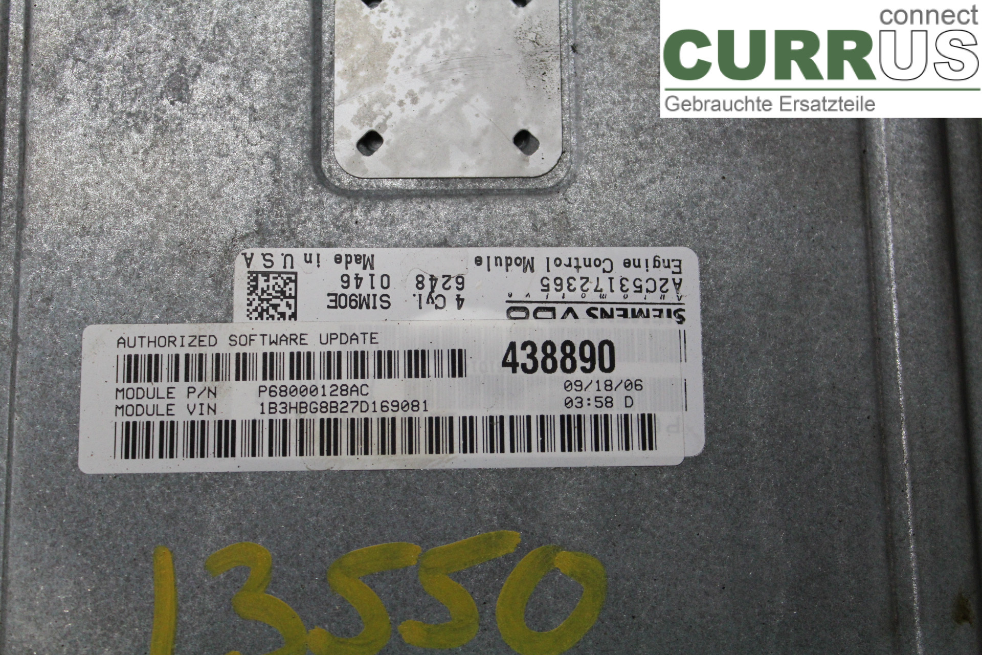 DODGE CALIBER Engine Control Unit (ECU) P68000128AC 2,0VVTi/B