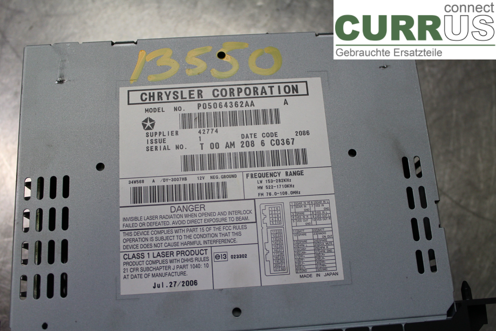 DODGE CALIBER Radio CD / Multimedia panel  2,0VVTi/B